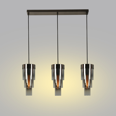 Lampa wisząca potrójna prosta  z potrójnymi kloszami cylindrycznymi Grans Aviano Lighting 7211-0310