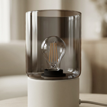 Kaszmirowa lampka na komodę z dymionym kloszem DEX Kaja Lighting K-6051