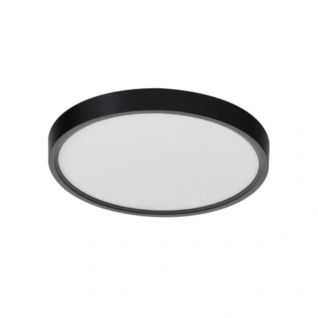 Czarny niski okrągły plafon sufitowy o średnicy 40cm z dodatkowym podświetleniem sufitu ARNOR 40 ROUND CCT (24W+17W) BK AZZARDO AZ6541