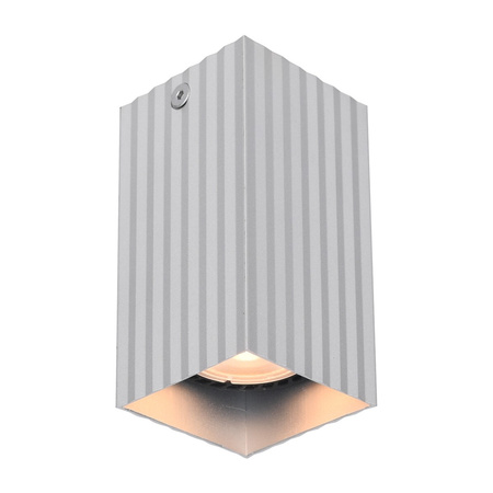 Mała ryflowana oprawa natynkowa w kolorze aluminium 1xGU10 Tecno Italux CLN-37492-S-ALU