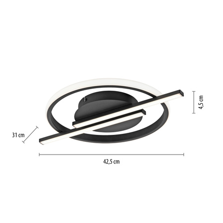 Lampa sufitowa czarna – geometryczny okrąg z linią świetlną KORSA LED 3000K z funkcją ściemniania SimplyDim  Just Light 14130-18