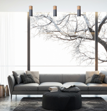 TUBA LAMPA SUFITOWA 1X15W GU10 6,8/20 SZARY+DREWNO Candellux 2284286