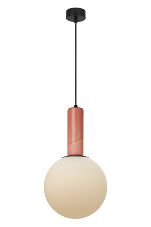 Lampa wisząca biała kula 25cm z ceramiczną łososiową tubą Rainbow 1xE27 Maxlight P0691
