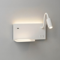 Biały kinkiet, lampka nocna z półką USB do sypialni Shelf Led 4W+5W+2W prawa biały Milagro ML0694