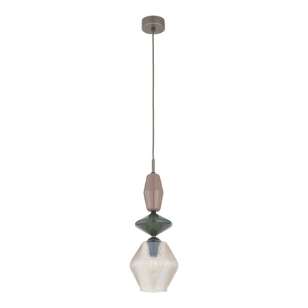 Pojedyńcza lampa wisząca karbowany koniakowy klosz ZEN NEW BROWN FUSO COGNAC 1XE14 Tk Lighting 11865