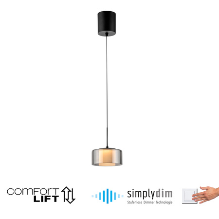 Pojedyńcza lampa wisząca z funkcją ściemniania i Comfort LIFT RIKA Paul Neuhaus 112-18 