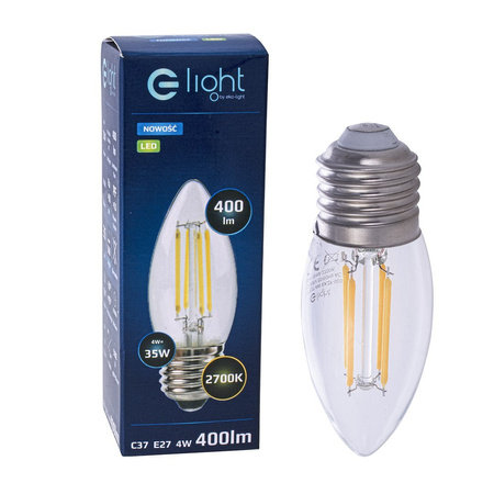 Żarówka Filamentowa świeczka LED 4W C37 E27 2700K Eko-Light EKZF003