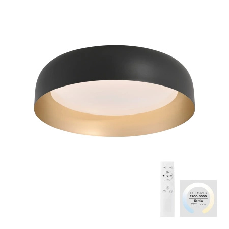 Okrągły czarno-złoty plafon sufitowy 40cm sterowany pilotem OSKO LED Just Light 14215-18