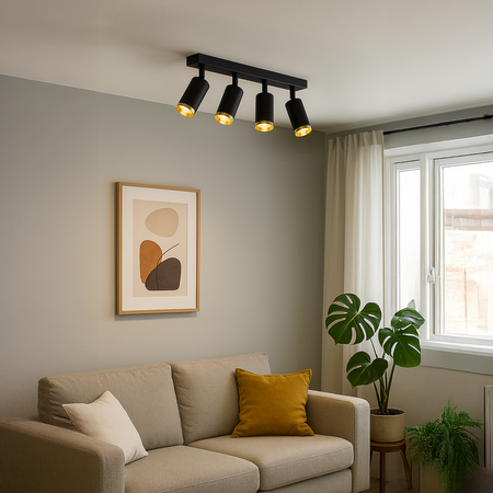 Oprawa Mica Spot Czarny + Złoty 4xGU10 Milagro ML2100