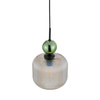 Lampa wisząca karbowane szkło z dekoracyjną kulą SOPHIA BIG GREEN COGNAC 1xE27 Tk Lighting 11372
