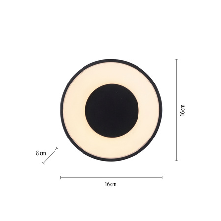 Okrągła czarna oprawa natynkowa o średnicy 16cm TANIKA LED z funkcją SimplyDim Just Light 14325-18