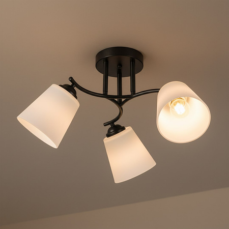 Czarna potrójna lampa sufitowa Pafos Black do salonu 3xE27 Milagro ML2257