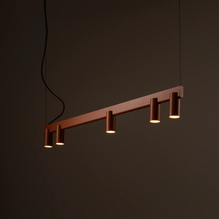 Lampa wisząca w kolorze terakota 5 tub na belce FOURTY LINE LED 900 Nowodvorski 12421