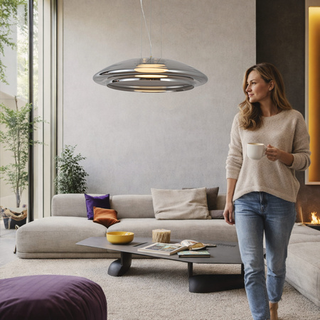 Lampa wisząca z dużym szklanym dymionym kloszem zewnętrznym oraz białym wewnętrznym OMBRE 42 1xGX53 Candellux Studio 31-51097
