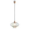 Lampa wisząca w kolorze miedzianym szklany dymiony szampański klosz o średnicy 30cm TRESCO Argon 9012