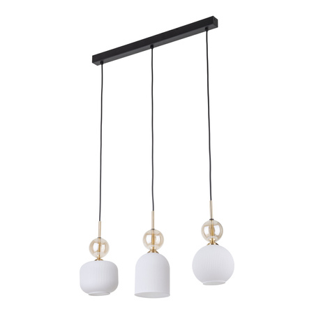 Lampa wisząca potrójna szklane ryflowane klosze 3xE14 SOPHIA COGNAC WHITE Tk Lighting 11591