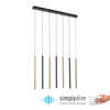 Lampa wisząca siedem cienkich tub MATOWY MOSIĄDZ/CZARNY LED 3000K FLUTE Paul Neuhaus 2117-18 z wbudowanym ściemniaczem