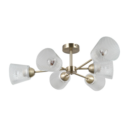 Lampa sufitowa antyczne złoto ze szklanymi kloszami 6xE27 Lamin Italux PND-40697-6-ABR