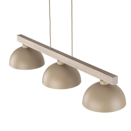 Lampa wisząca z trzema metalowymi kloszami na drewnianym stelarzu  OSLO SABIA 3xE27 Tk Lighting 11012