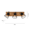 Lampa sufitowa loft 3-punktowa z drewnianą podstawą TARO Just Light 15119-18