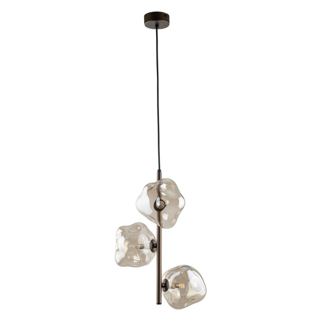 Lampa wisząca z trzema niregularnymi szklanymi kloszami na jedym zwisie LAVA BROWN 3xG9 Tk Lighting 11036
