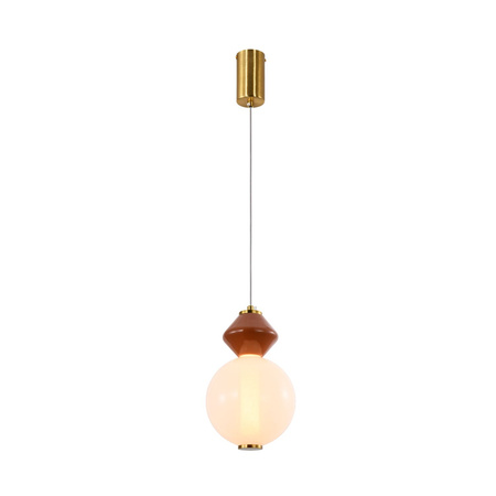 Pojedyńcza lampa wisząca biała kula z elementem ceramiki FLORES 7W LED 3000K Candellux Studio 31-50625