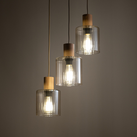 Lampa wisząca trzy zwisy na kole SIERRA WOOD 3xE27 Tk Lighting 11801