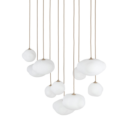 Lampa wisząca 10 nieregularnych szklanych kloszy na prostokątnej podstawie w kolorze sabia NEBIA SABIA 10xG9 Tk Lighting 10754
