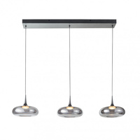 Potrójna lampa wisząca na listwie z dymionymi kloszami 3xLED 3000K Tenele Italux PND-24028-3B-SILV