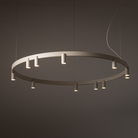 Lampa wisząca okrąg o średnicy 116cm w kolorze beżowym 17xGU10 R35 i LED zintegrowany FOURTY ROUND LED Nowodvorski 12287