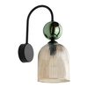 Kinkiet ze szklanym ryflowanym kloszem i zieloną szklaną kulą SOPHIA GREEN COGNAC 1XE14 Tk Lighting 11143