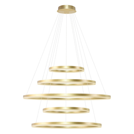 Bardzo duża lampa wisząca z pięcioma okręgami złota HALO PENDANT 150+120+100+80+60 CCT DIMM GO + REMOTE CONTROL AZZARDO AZ5352