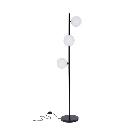 Kama lampa podłogowa czarny+złoty 3x28w g9 klosz biały Candellux 53-01238