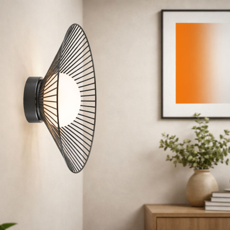 Czarna okrągła druciana lampa sufitowa ze szklanym wewnętrznym kloszem SONTE 40 cm 1xGX53 Candellux Studio 31-50946