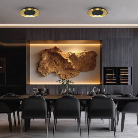 Lampa sufitowa Piattino Czarny Złoty 30W LED 3000K-4000k-6000K Milagro ML1812