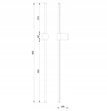 Nowoczesny czarny kinkiet 90 cm LED 3000K podświetlający ścianę 12W regulowany