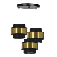 Prestige lampa wisząca czarny talerz 3x40w e27 abażur czarny+złoty Candellux 33-17949