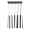 Lampa wisząca 10 metalowych cienkich karbowanych rurek na prostokatnej podstawie FERRO BLACK 10XG9 LISTWA 10xG9 Tk Lighting 11489