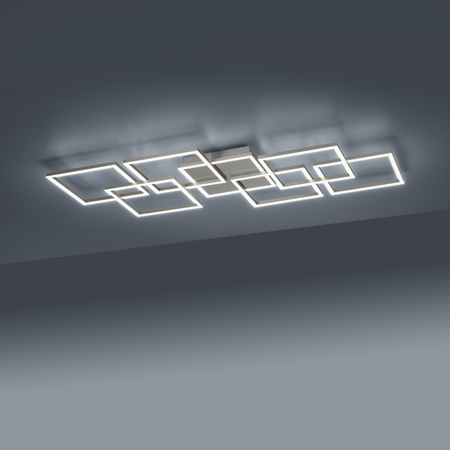 Lampa sufitowa kwadraty LED w kolorze stalowym Q-INIGO Paul Neuhaus 6014-55 sterowana pilotem