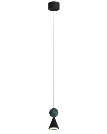 Lampa wisząca mały metalowy stożek z ozdobną kulą z malachitu LED 3000K Bingo Maxlight P0682