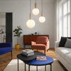 Lampa wisząca beżowa trzy białe klosze o różnych wielkościach na okrągłej podstawie TESTA 3xG9 Candellux Studio 33-50908