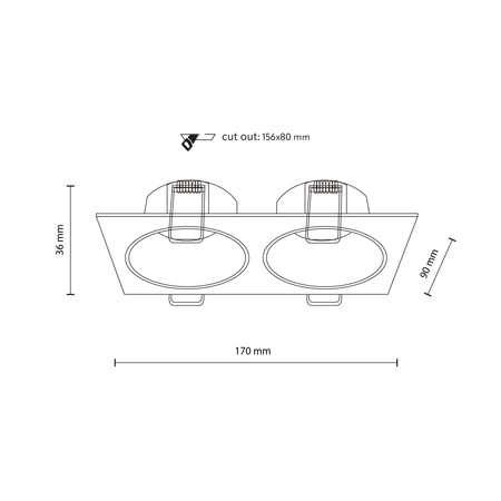 Podwójne oczko wpuszczane czarne IP65 PRISMA DUO BLACK 2xGU10 Tk Lighting 10579