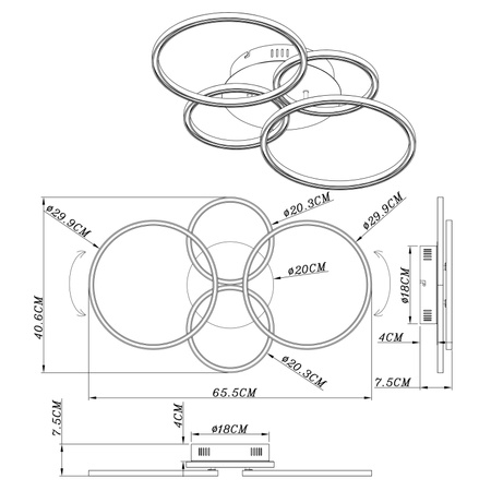Lampa sufitowa  do salonu KENDY BLACK LED Globo 67233-40S