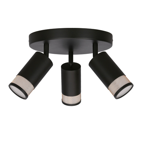 Flin lampa sufitowa plafon czarny 3x15W GU10 klosz czarny+złoty Candellux 98-27696