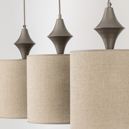 Lampa wisząca listwa trzy abażury z ciemnego lnu AMURA NEW BROWN 3xE27 Tk Lighting 11440