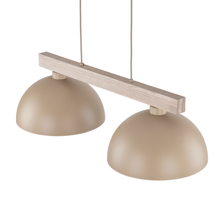 Lampa wisząca dwa metalowe klosze na drewnianej belce OSLO SABIA 2xE27 Tk Lighting 11011
