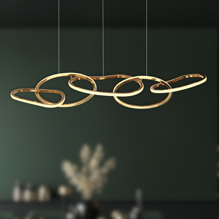 Lampa wisząca złota ANNELI elegancka - nieregularna forma 80 cm – designerska lampa salonu i jadalni LED 3000K Candellux Studio 34-35646