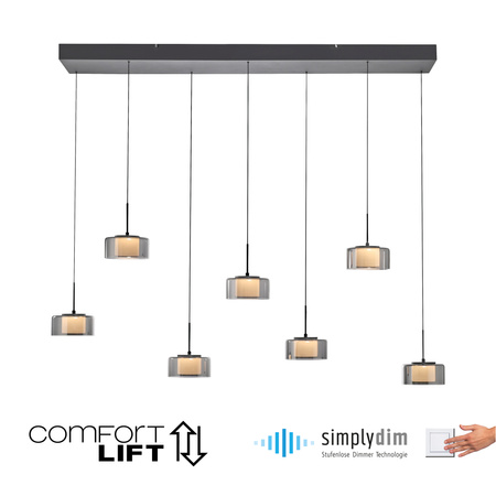 Lampa wisząca siedmiopunktowa z wbudowanym ściemniaczem RIKA Paul Neuhaus 2115-18