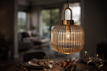Lampa wisząca z ozdobnym ryflowanym kloszem ARIA Kaja Lighting K-5896