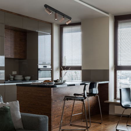 Poczwórna listwa sufitowa z ryflowanymi brązowymi tubami TUNE BROWN 4XGU10 Tk Lighting 16149